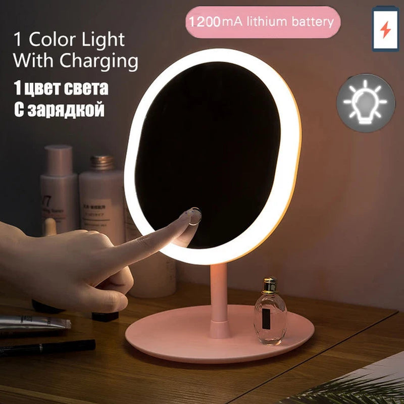 LED Makeup Mirror Touch Adjustable Lighting Desktop Makeup Mirror with Light Creative Makeup LED Light Mirrors