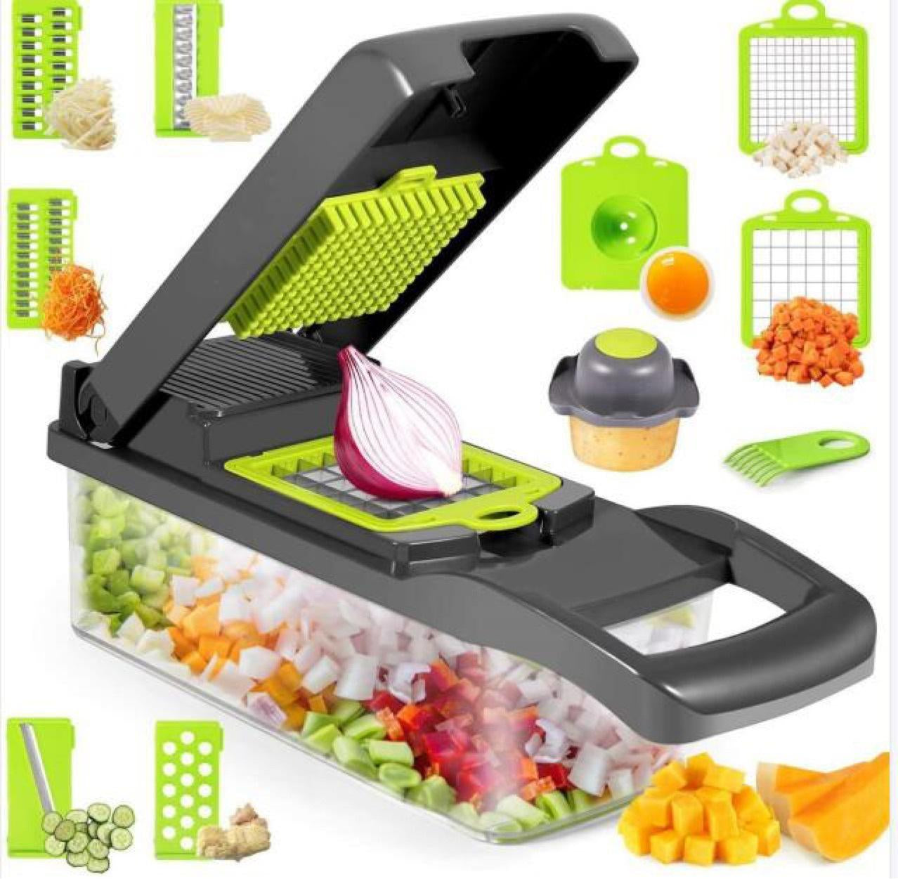 "Ultimate 12-in-1 Manual Vegetable Chopper: Slice, Dice, and Chop with Ease!"