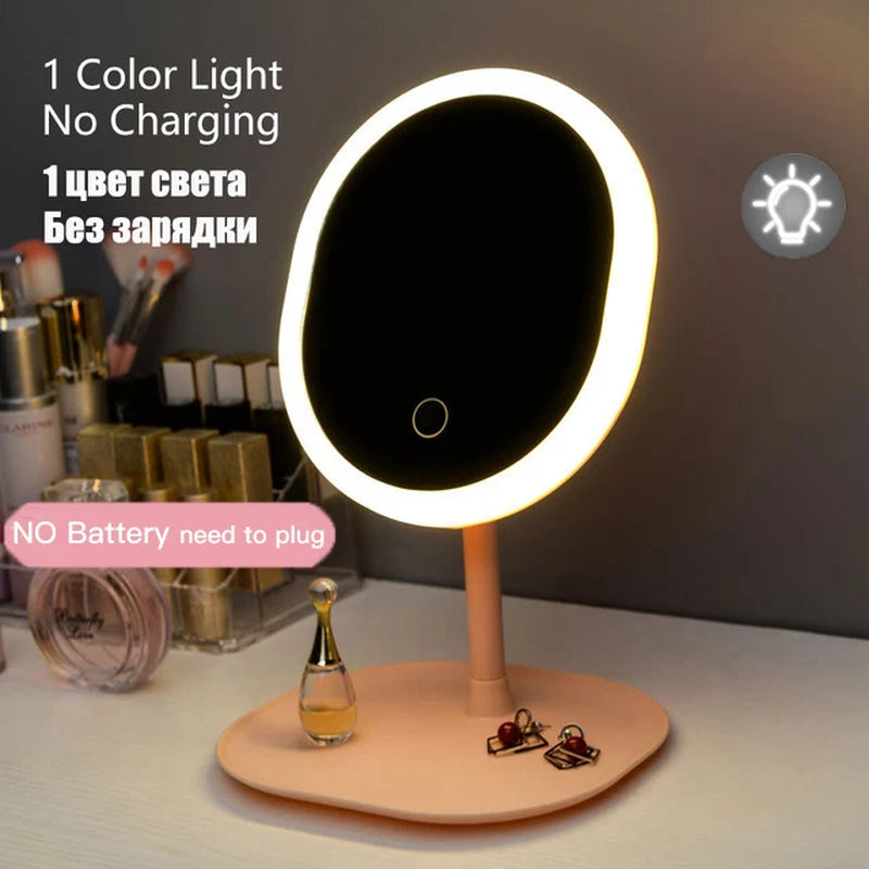 LED Makeup Mirror Touch Adjustable Lighting Desktop Makeup Mirror with Light Creative Makeup LED Light Mirrors