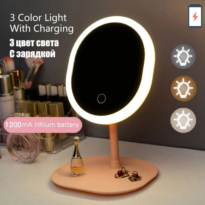 LED Makeup Mirror Touch Adjustable Lighting Desktop Makeup Mirror with Light Creative Makeup LED Light Mirrors