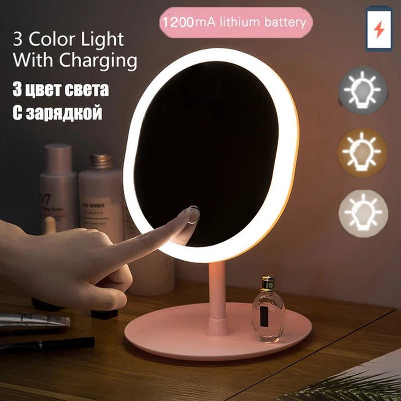 LED Makeup Mirror Touch Adjustable Lighting Desktop Makeup Mirror with Light Creative Makeup LED Light Mirrors