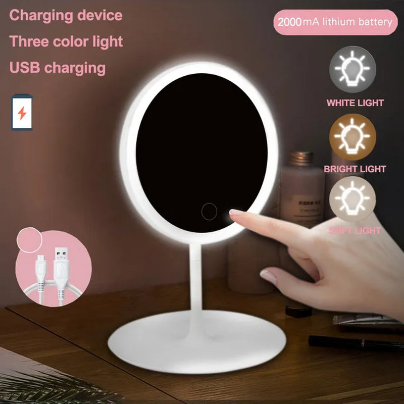 LED Makeup Mirror Touch Adjustable Lighting Desktop Makeup Mirror with Light Creative Makeup LED Light Mirrors