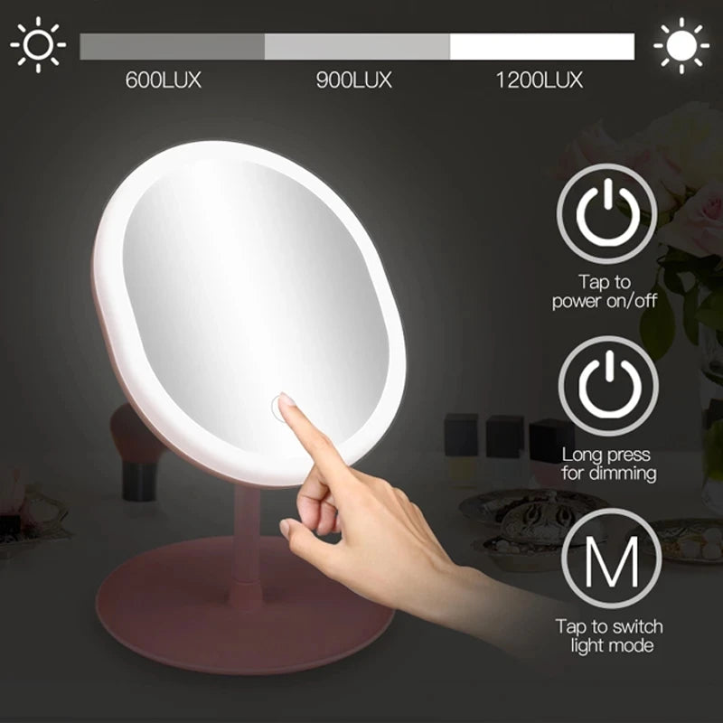 LED Makeup Mirror Touch Adjustable Lighting Desktop Makeup Mirror with Light Creative Makeup LED Light Mirrors